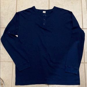 3Sixteen Indigo Dyed Long Sleeve Henley Shirt
